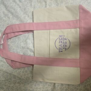 Trader Joes Pink and Cream Tote Bag